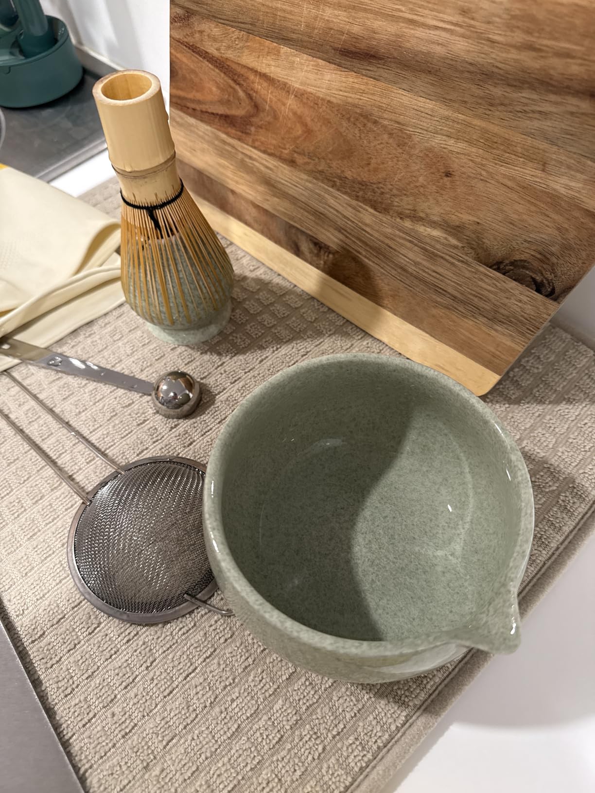 YIBO Matcha Whisk Set With Bowl, Ceramic Matcha Making Kit Includes Bamboo Whisk (Chasen), Holder Stand, Powder Starter Sifter, Scoop, Measuring Spoon & Cup Tea Tools For Ceremony (Mottled Green) customer photo 1