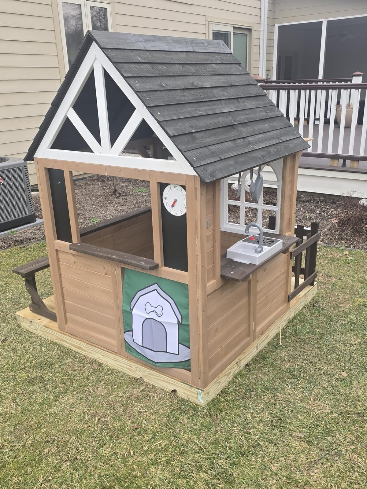 Kids Outdoor Playhouse with Play Kitchen, Ages 3-8, Fits 2-4 Kids customer photo 1