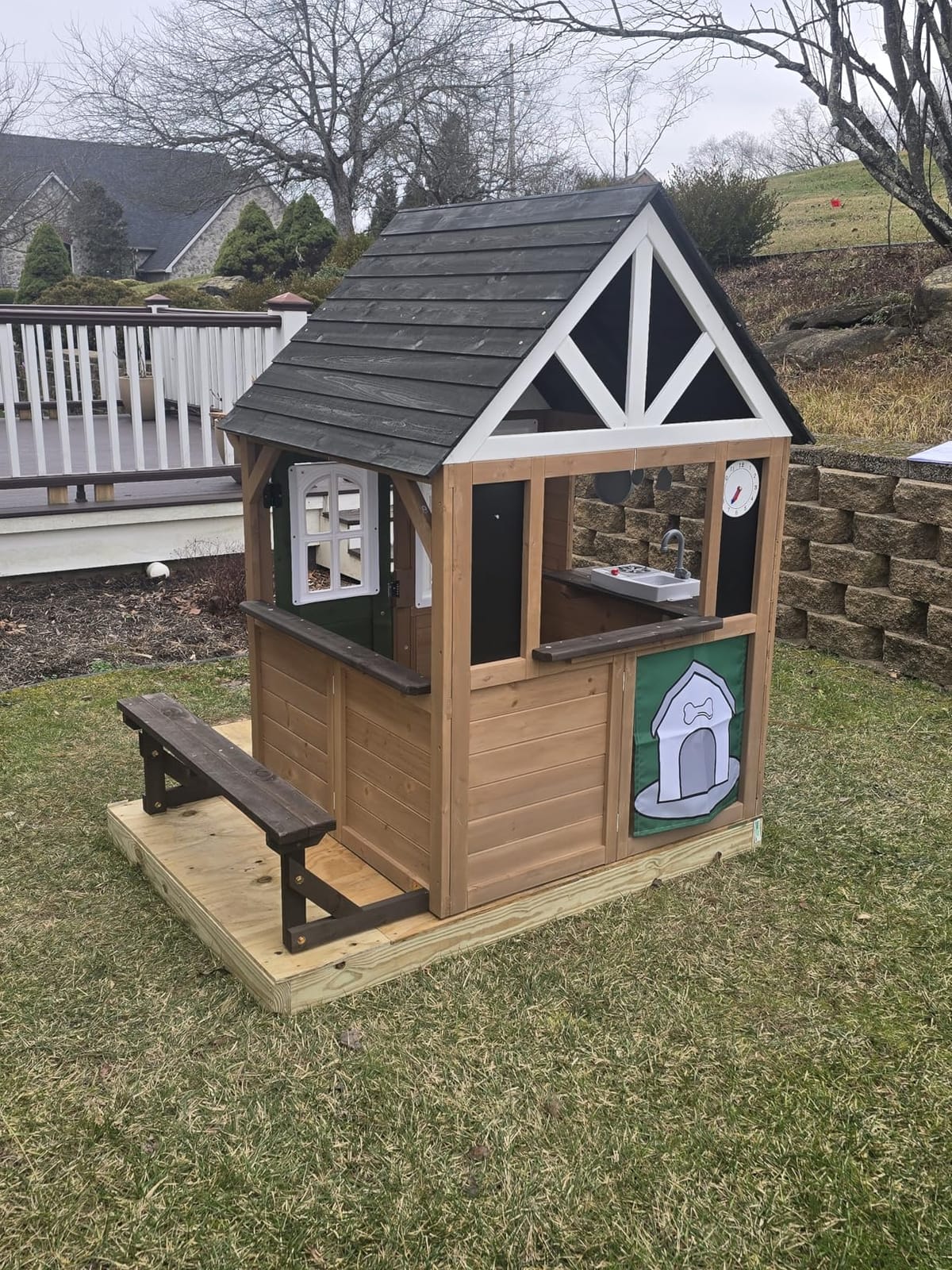 Kids Outdoor Playhouse with Play Kitchen, Ages 3-8, Fits 2-4 Kids customer photo 2