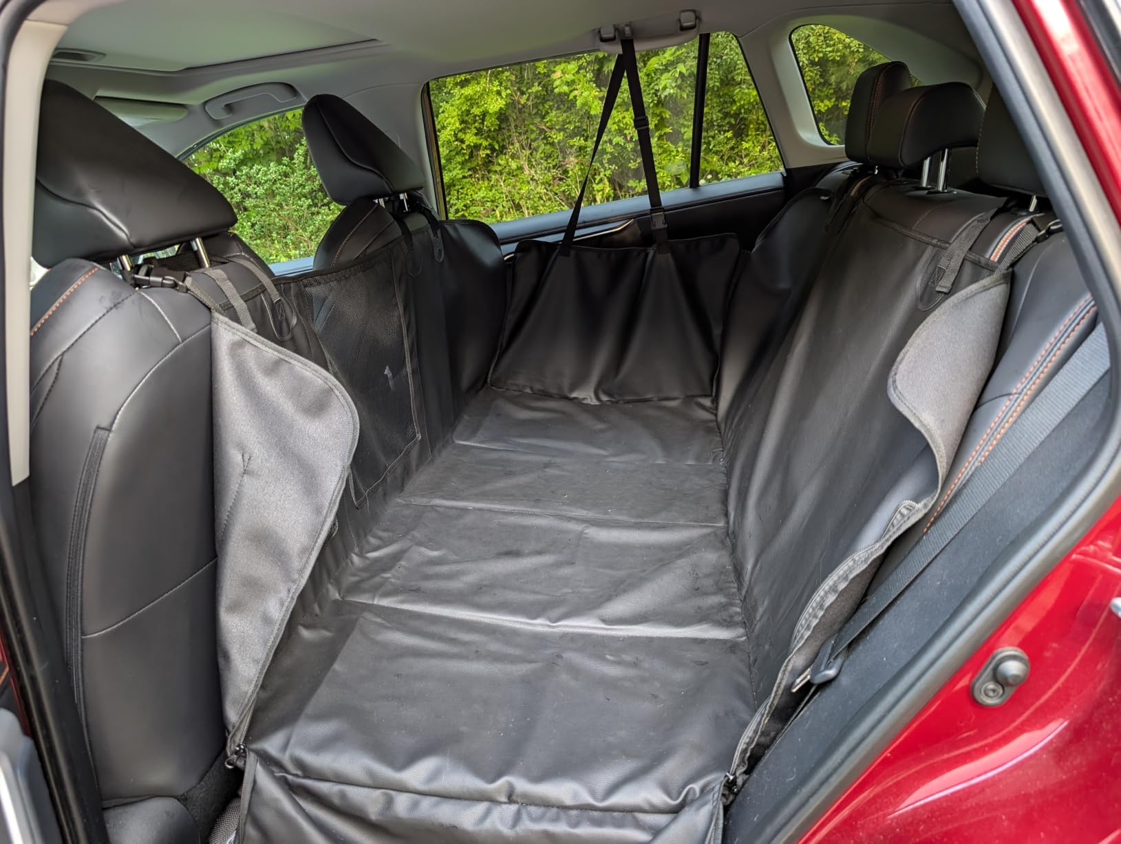 URPOWER Hard Bottom Dog Car Seat Cover for Back Seat, PU Leather Hammock customer photo 2
