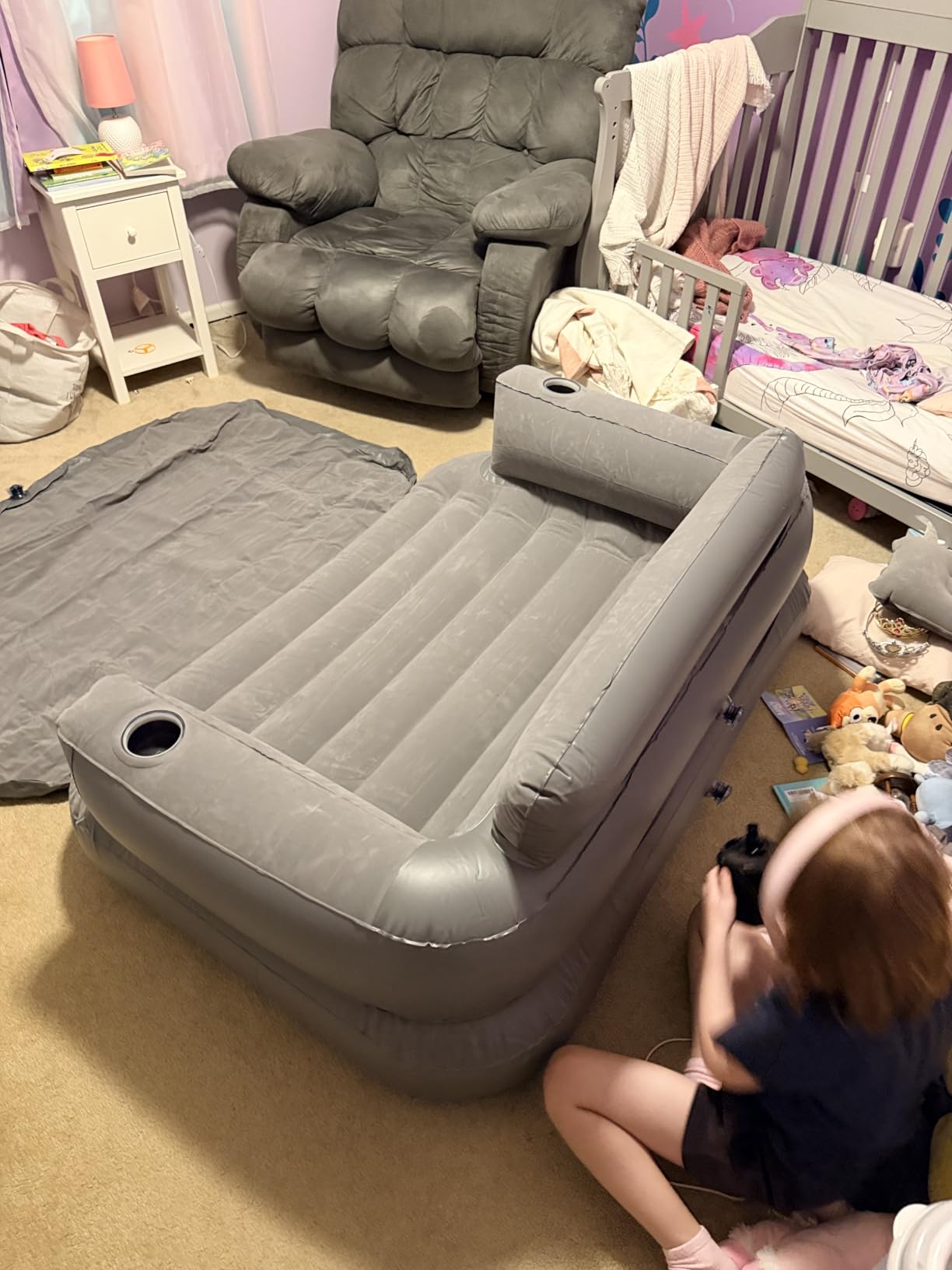 Onirii Inflatable Sofa Bed with Air Pump | 2-in-1 Portable Blow-Up Air Couch, Inflatable Couch Bed and Folding Air Mattress for Home, Camping, and Guests customer photo 2