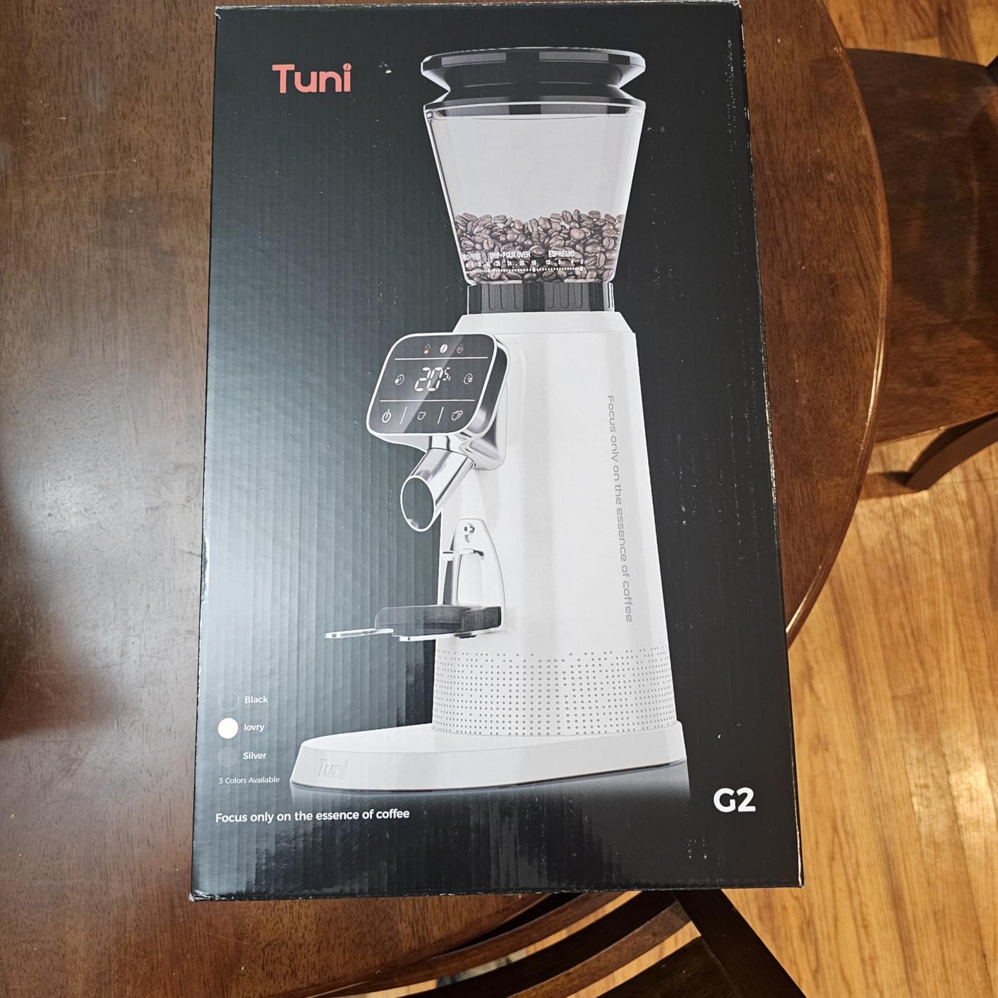 Tuni G2 Conical Burr Coffee Grinder with 70 Grind Settings, Ivory | Anti-static Burr Mill, Precision Electronic Timer and LED Touchscreen for Espresso/Drip/Cold Brew/French Press customer photo 2