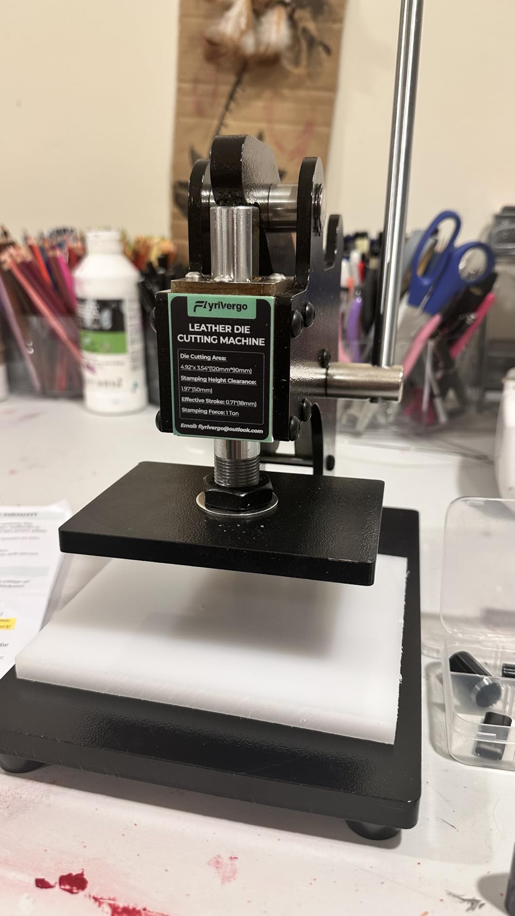 5x3.5inch Small Leather Die Cutting Machine - 1 Ton Pressure with 18-Piece Die Set, Compact Desk-Friendly for DIY Crafting, Manual Die Cutter Stamping Machine, Adjustable Pressure Stroke customer photo 2