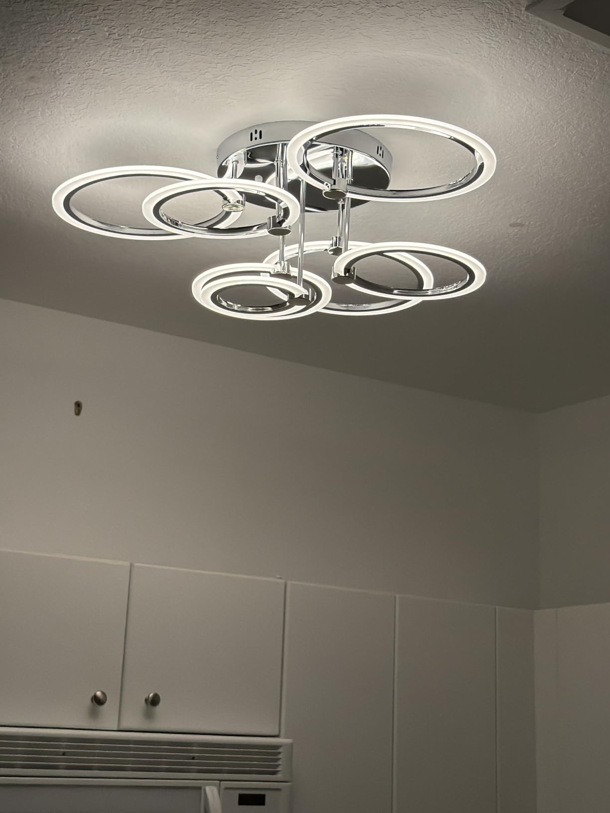 Smart LED Ceiling Light, 7-Ring Modern Flush Mount Fixture, 130W Dimmable 3000K–6500K, WiFi Alexa & App Control, Black Ceiling Light for Living Room Bedroom Kitchen (31.8