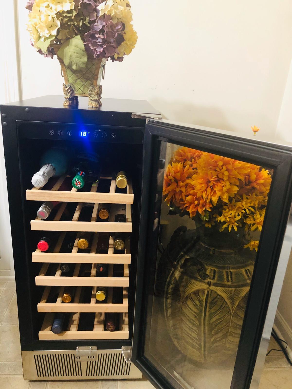 BODEGA 15 Inch Wine Fridge, 30 Bottle Dual Zone Wine Cooler, 41-72℉ Compressor Wine Refrigerator with Tempered Glass Door, Built-in or Freestanding Wine Cooler for Home Kitchen Bar (3.2 cu.ft). customer photo 1