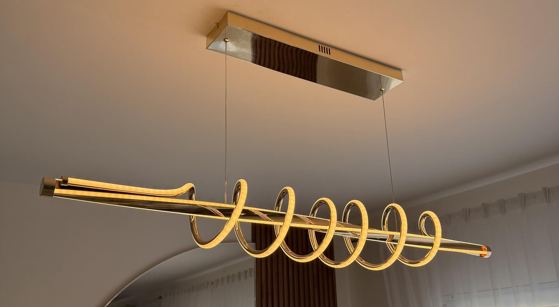 Modern Chandelier, Dimmable Modern LED Pendant Light for Dining Room, Gold Chandelier Light Fixture Modern Dining Room Light Light Fixture over Table, Color Changing Kitchen Island Lighting via Remote customer photo 2