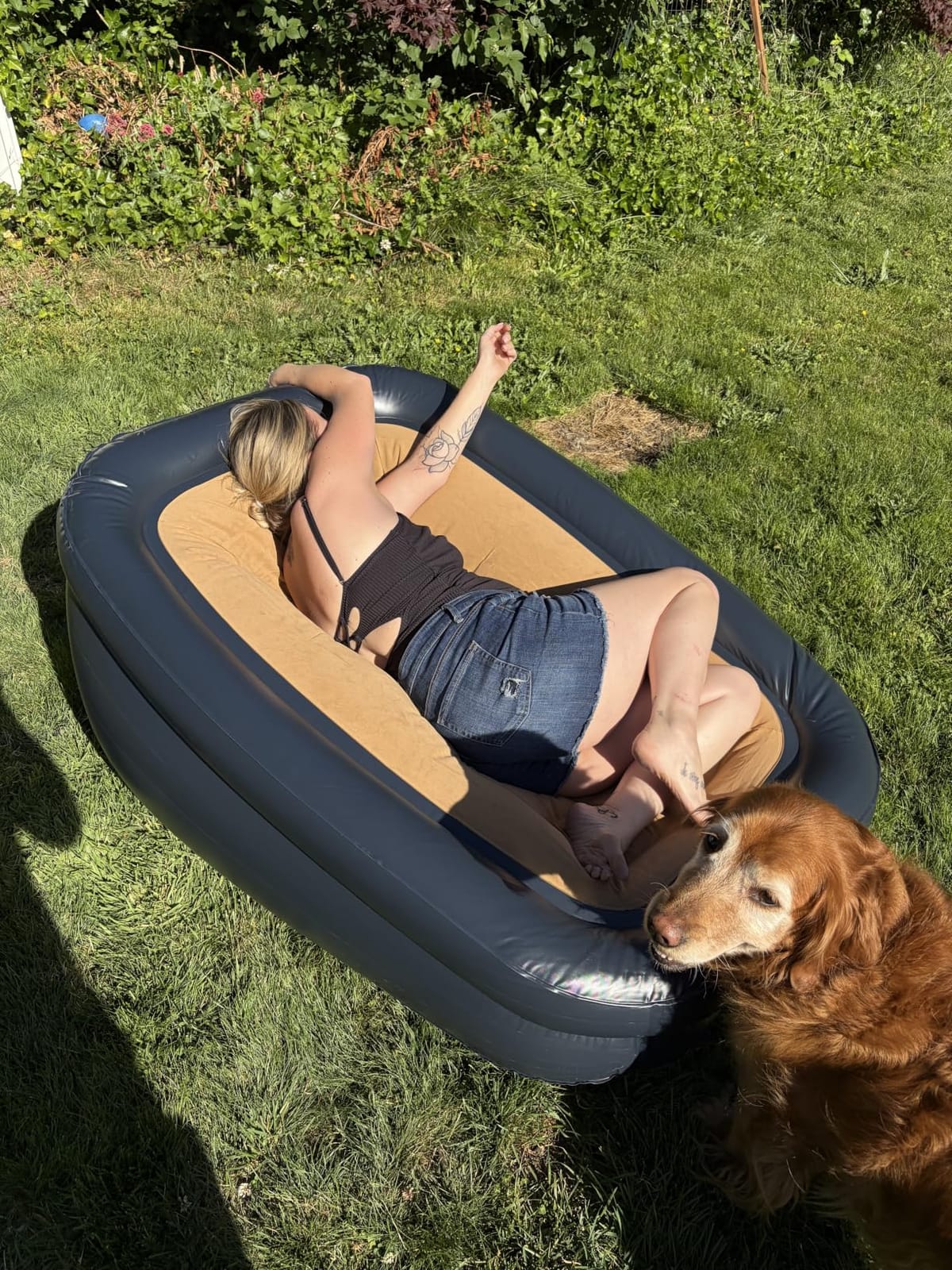 FluSing Blow Up Couch for Camping, Inflatable Chairs for Adults Heavy Duty | Flocked Inflatable Camping Couch Indoor, Portable Air Sofa Inflatable Couch, Comfortable Air Sofa Bed Mattress for Outdoor customer photo 1