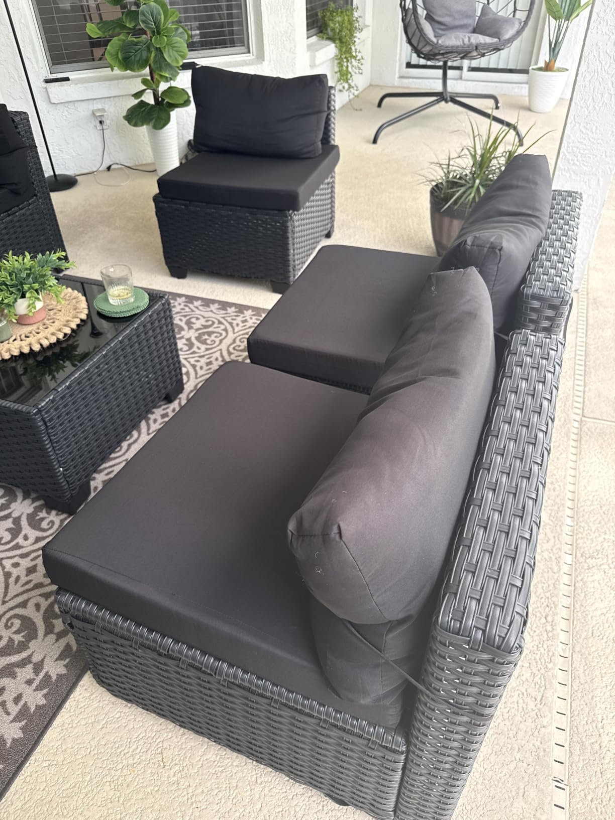 LOUVIXA 7 Piece Outdoor Patio Furniture Set, Outdoor Sectional Sofa, Wicker Rattan Patio Furniture, Patio Conversation Set with Coffee Table & Cushions customer photo 2