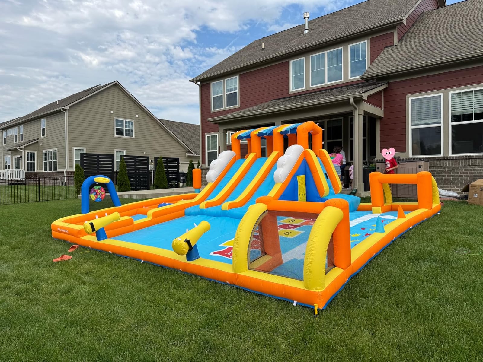 ELEMARA Inflatable Water Slide for Big Kids, 20.66x16.4FT w/Large Double-Layer Pool, Bounce House for Kids Backyard w/3 Extra-Long Slides, Climbing Wall, 2 Water Cannons, Water Spraying, 750W Air Blower customer photo 1