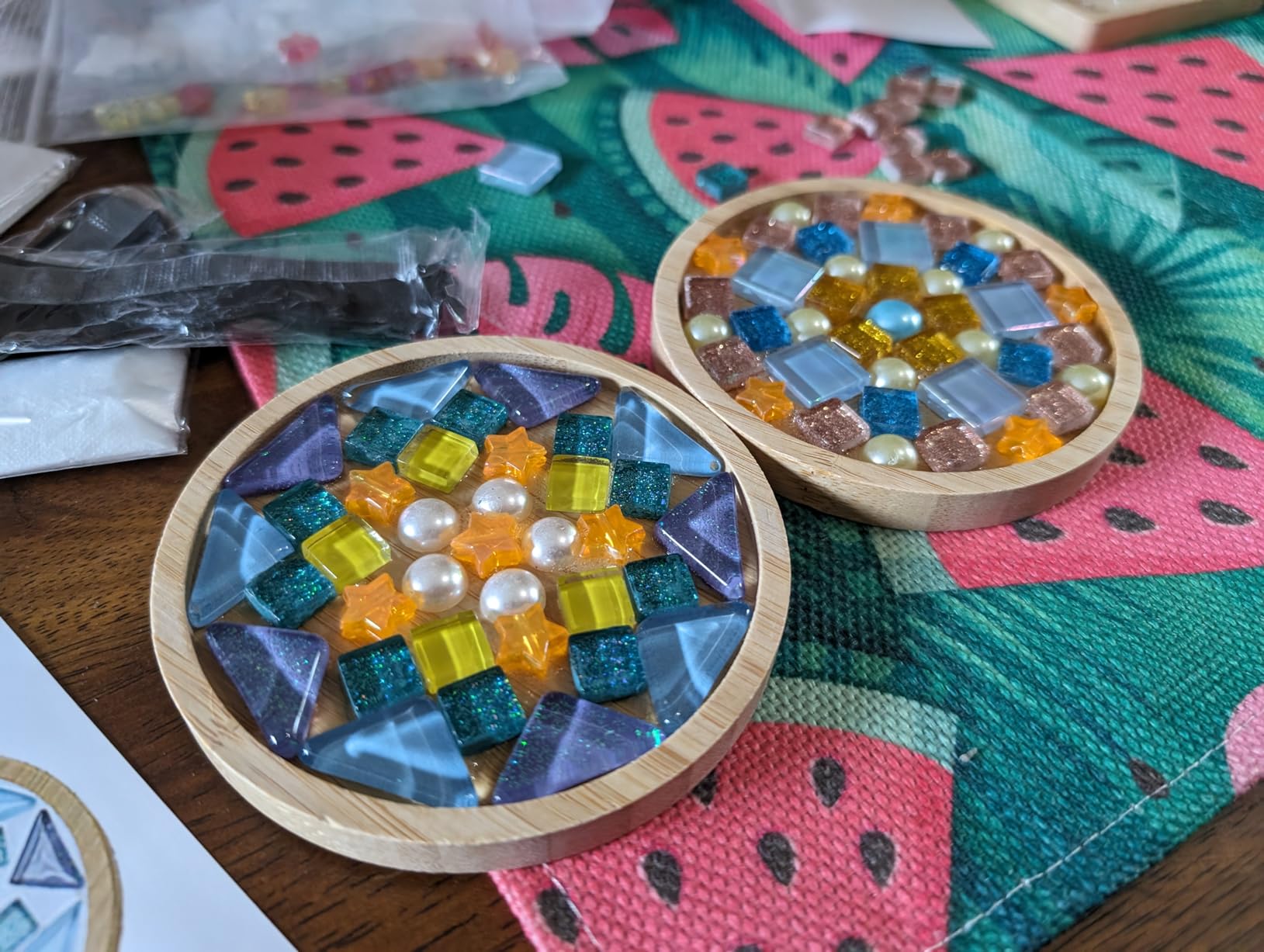 4 Sets DIY Mosaic Kits for Adults Mixed Color Mosaic Tiles for Crafts customer photo 2