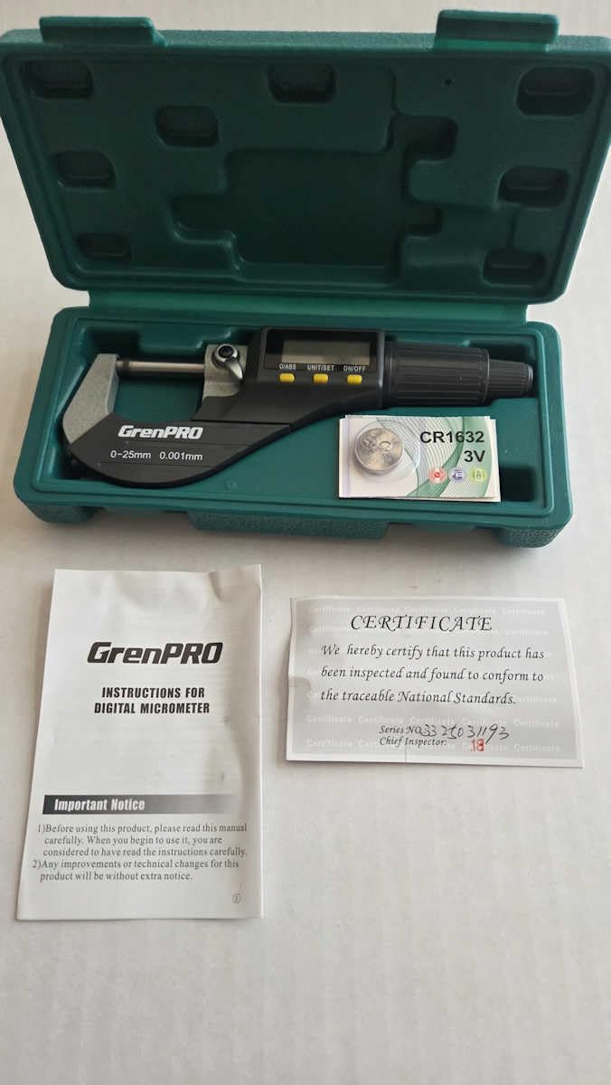 GRENPRO Digital Micrometer Measuring Tool, Professional Inch/Metric Precision Thickness Gauge, DIY and Household Use 0.00005