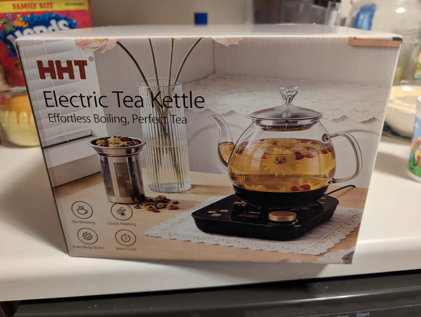HHT Electric Tea Maker with Infuser, ±1℉ Precise Temperature Control, Glass Electric Kettle for Herbal, Flowers, Fruit Tea and Loose Leaf, BPA-Free, Auto Shut-Off, Brewing Program, Keep Warm, 0.8L customer photo 1