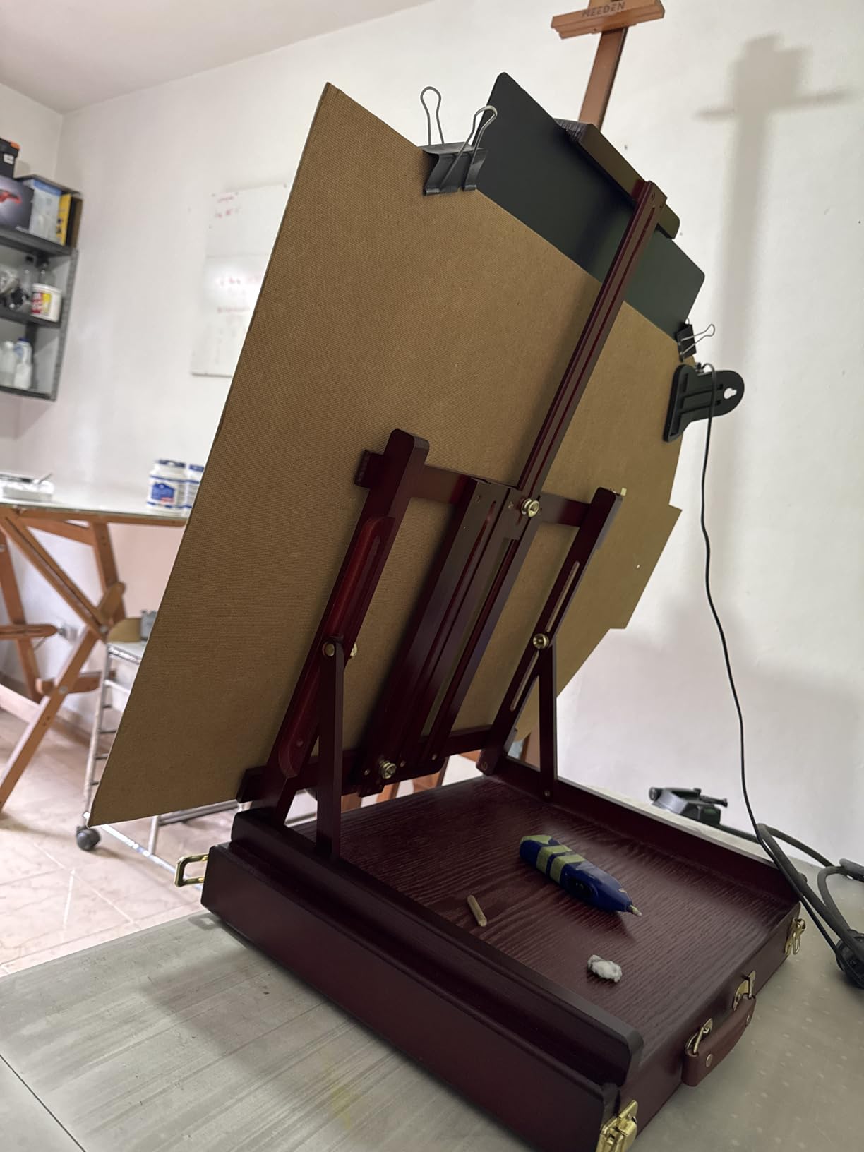 MEEDEN Portable Tabletop Easel for Painting: Artist Sketchbox | Beech Wood - Built-in Art Supply Storage Drawer - Fits 34