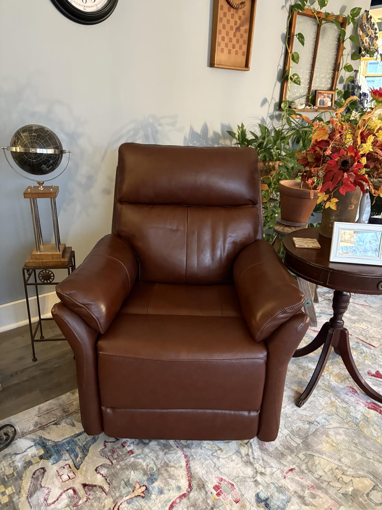 AIRSKY Genuine Leather Recliner Chair for Adults | Top Grain Leather, Italian Water-Washing Process, Manual Recliner with Overstuffed Arm and Back, Single Sofa for Living Room customer photo 1