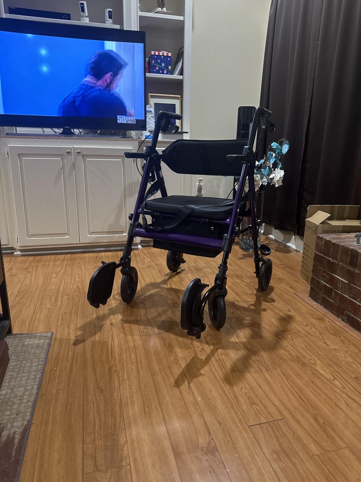Heavy Duty Rollator Walkers for Seniors with Seat, Foldable 2 in 1 Rolling Walker Wheelchair Combo for Adult, All Terrain Wheels, Adjustable 4 Wheel Walker with Brake, 450 lb. Weight Capacity, Black customer photo 1