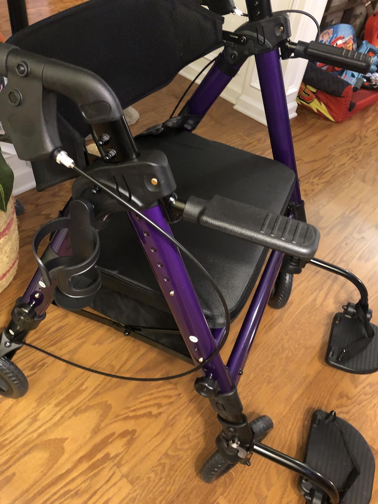 Heavy Duty Rollator Walkers for Seniors with Seat, Foldable 2 in 1 Rolling Walker Wheelchair Combo for Adult, All Terrain Wheels, Adjustable 4 Wheel Walker with Brake, 450 lb. Weight Capacity, Black customer photo 2