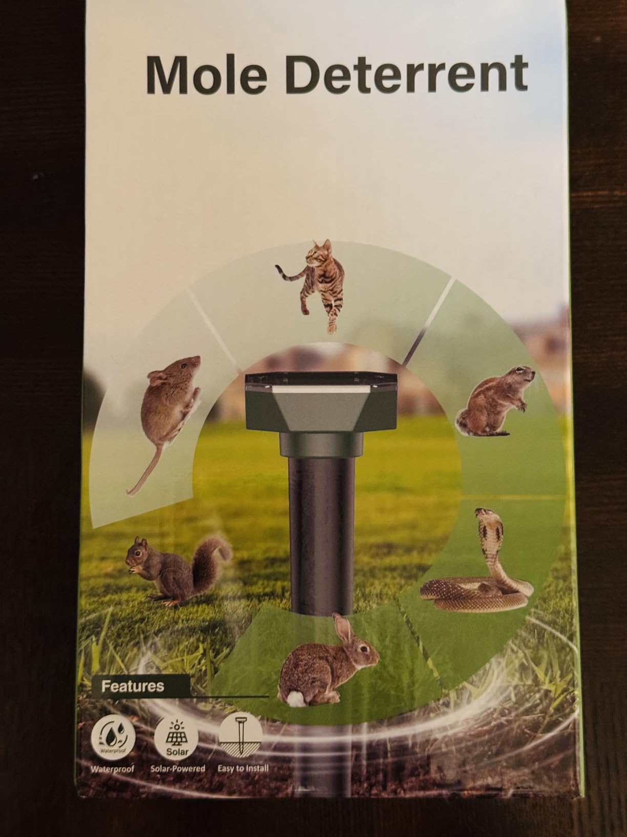 Snake & Mole & Rabbit & Skunk Repellent Solar Powered, Upgraded Ultrasonic Deterrent, IP65 Waterproof, Gopher Groundhog Chipmunk Raccoon and Vole Repellent & Deterrent for Lawn & Garden, 10 Pack customer photo 1
