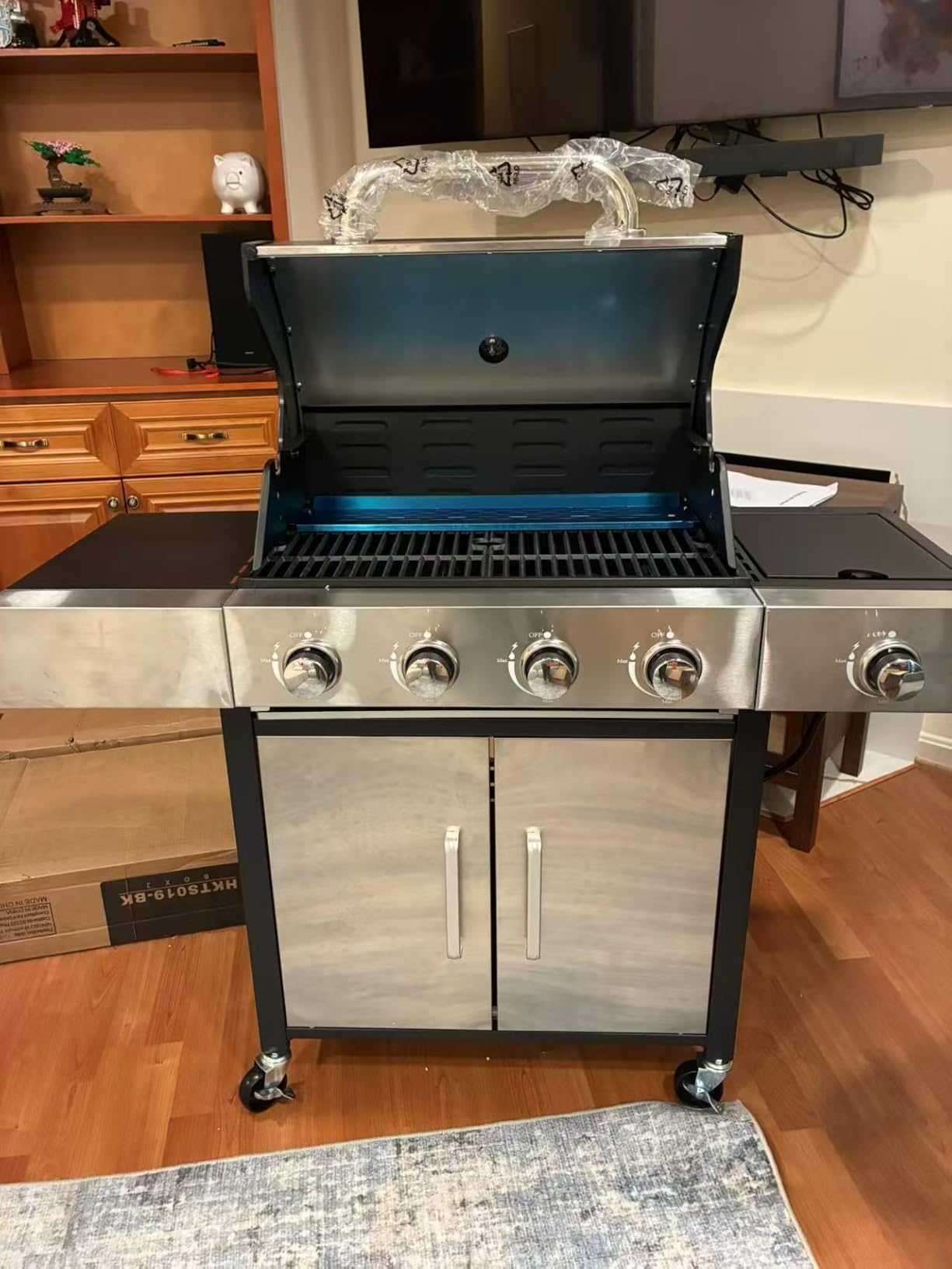 Aoxun 4-Burner 49000 BTU Propane Grill with Side Burner, Black, Stainless Steel Gas Grill, Heavy-Duty Cooking Grates and Side Tables for Backyard Patio Camping customer photo 1