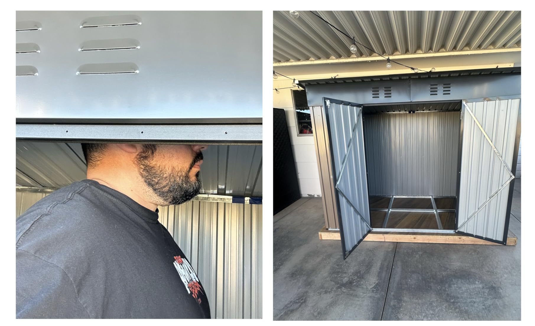 UDPATIO Storage Shed 8 x 10 FT, Resin Sheds & Outdoor Storage with Floor Large Clearance Outdoors Plastic Garden Tool Shed Tuff Outside Cottage Shed with Lockable Door for Bike, Garbage Gray White customer photo 1