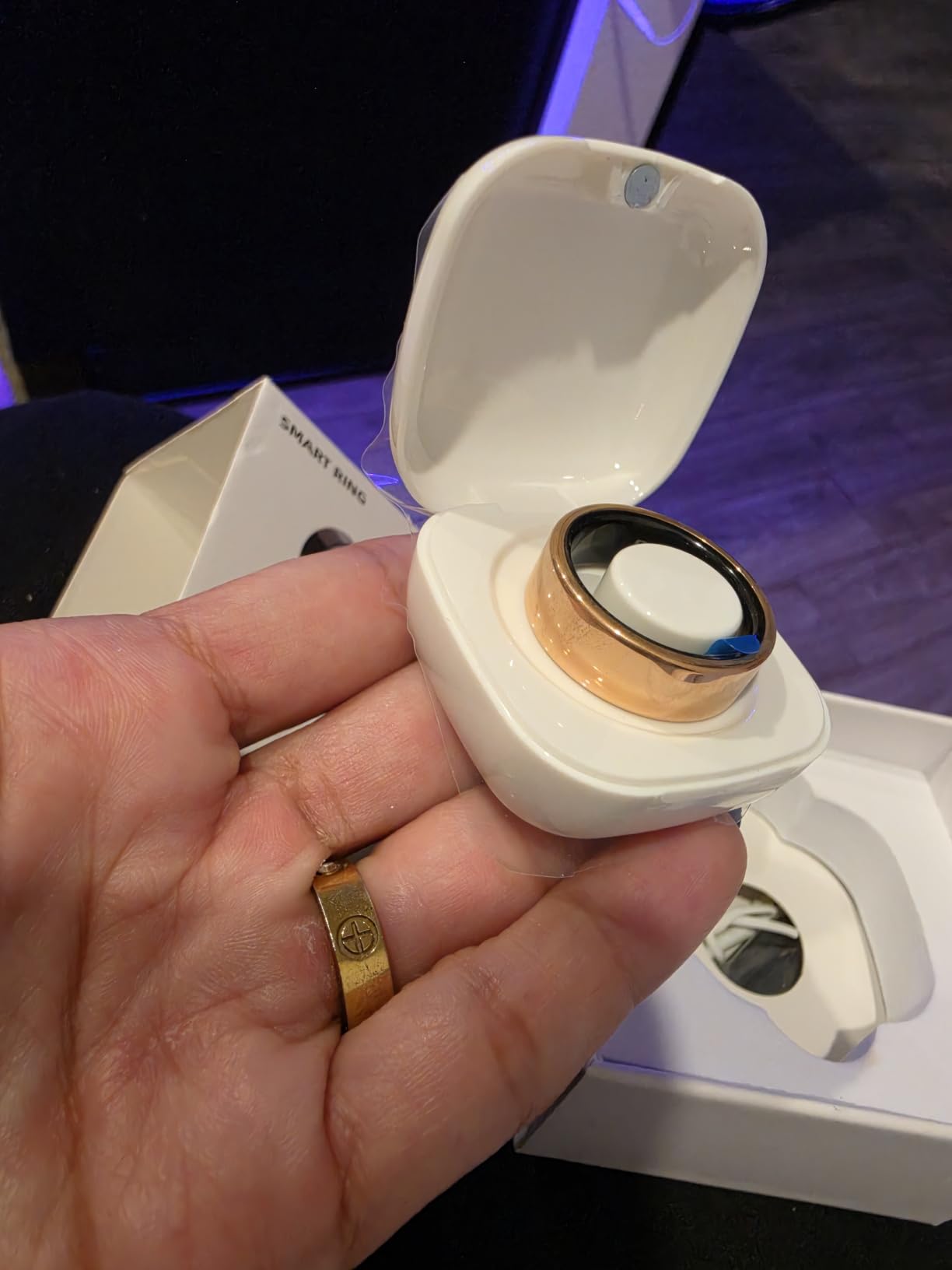 Smart Ring with Sleep Monitoring, Step Counting, Heart Rate, Blood Oxygen for iOS and Android, No Subscription Fee, IP68 Waterproof Health Tracker (Rose Gold, 8) customer photo 2