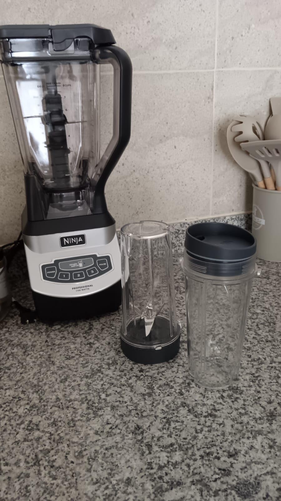 Ninja BL660 Professional Compact Smoothie & Food Processing Blender, 1100-Watts, 3 Functions -for Frozen Drinks, Smoothies, Sauces, & More, 72-oz.* Pitcher, (2) 16-oz. To-Go Cups & Spout Lids, Gray customer photo 2