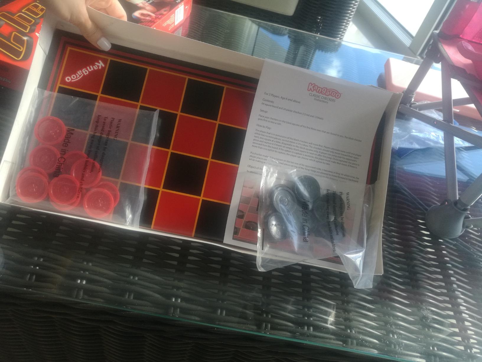 Kangaroo - Multiplayers Strategy Checker Board Game for Kids & Adults - Portable Educational Travel Cardboard Checkers - Includes Large Board w/ 24 Checkers (12 Red and 12- Black) 15x15 Inches customer photo 2