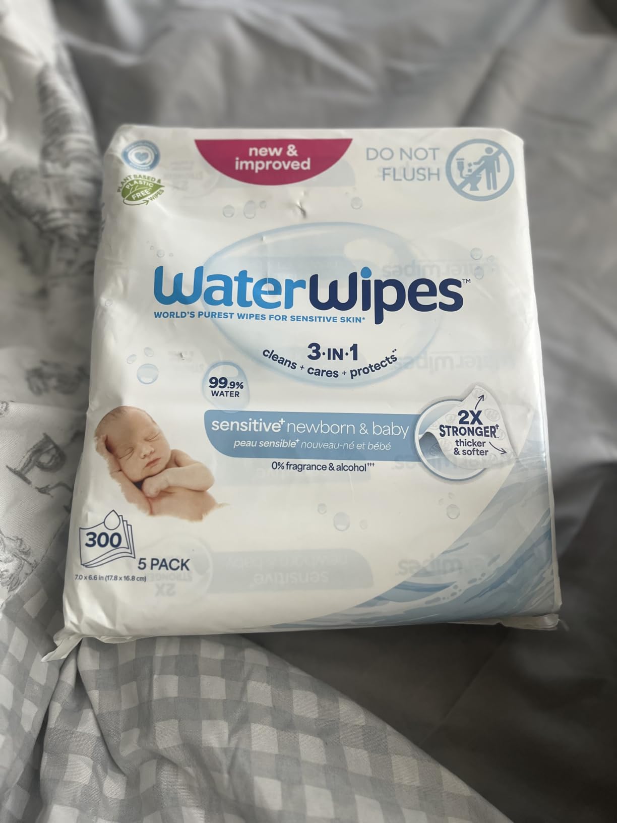 WaterWipes Sensitive+ Newborn & Baby Wipes, 3-In-1 Cleans, Cares, Protects, 99.9% Water, Unscented & Hypoallergenic, 180 Count (3 Packs) customer photo 1