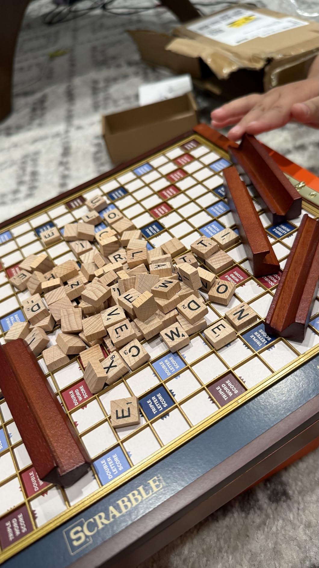 WS Game Company Scrabble Deluxe Travel Edition Portable Wood Board Game Set customer photo 1