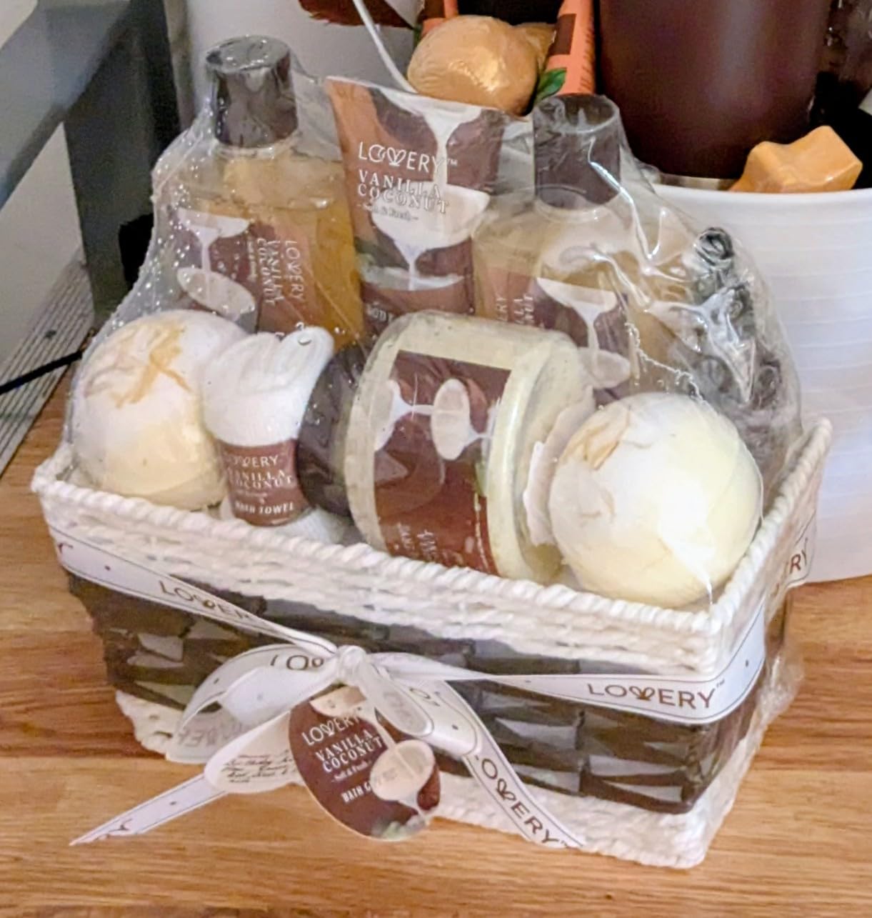 Gifts For Women Gift Basket for Women– 9 Piece Set of Vanilla Coconut Home Spa Set, Luxurious Gifts for Her, Bath and Body Sets Includes Fragrant Lotions, Large Bath Bombs, Coconut Oil customer photo 1