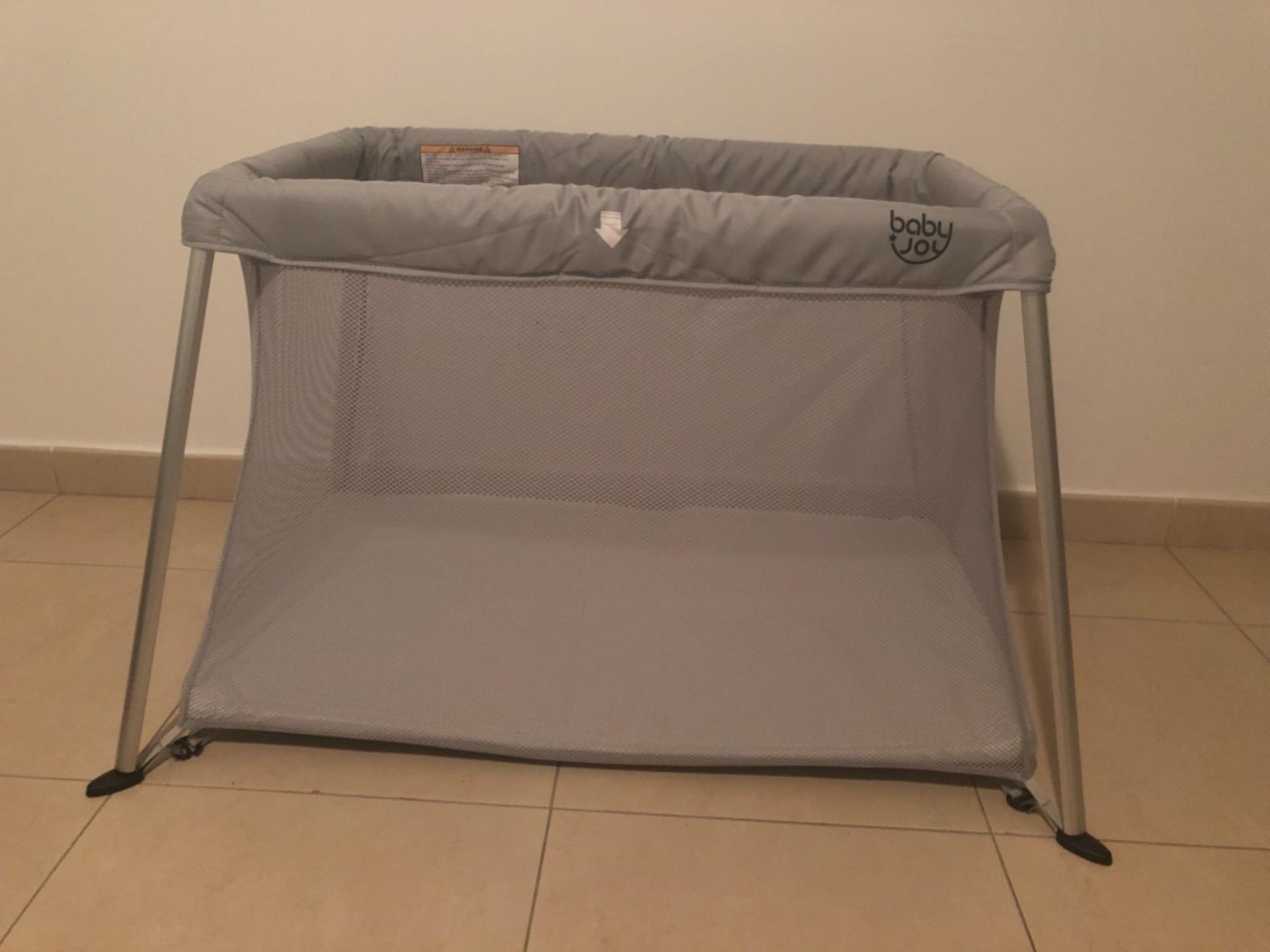 BABY JOY 2 in 1 Travel Crib with Side Zipper, Portable Baby Playard with Soft Washable Mattress, Installation-Free Home Playard with Carry Bag for Airplane, Lightweight Playpen for Infants &Toddlers customer photo 2