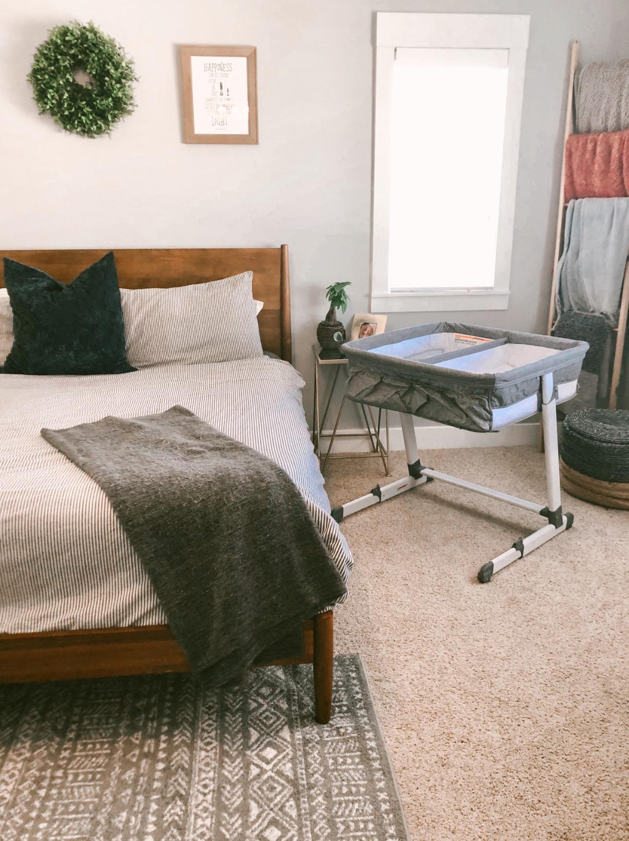 Simmons Kids By The Bed City Sleeper Bassinet for Twins - Adjustable Height Portable Crib with Wheels & Airflow Mesh, Grey Tweed customer photo 1