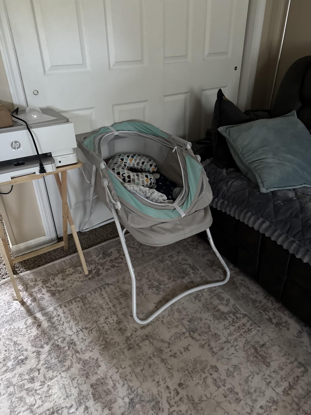 Dream On Me Karley Portable Infant Bassinet, Double Mesh Canopy, Cool Grey customer photo 2