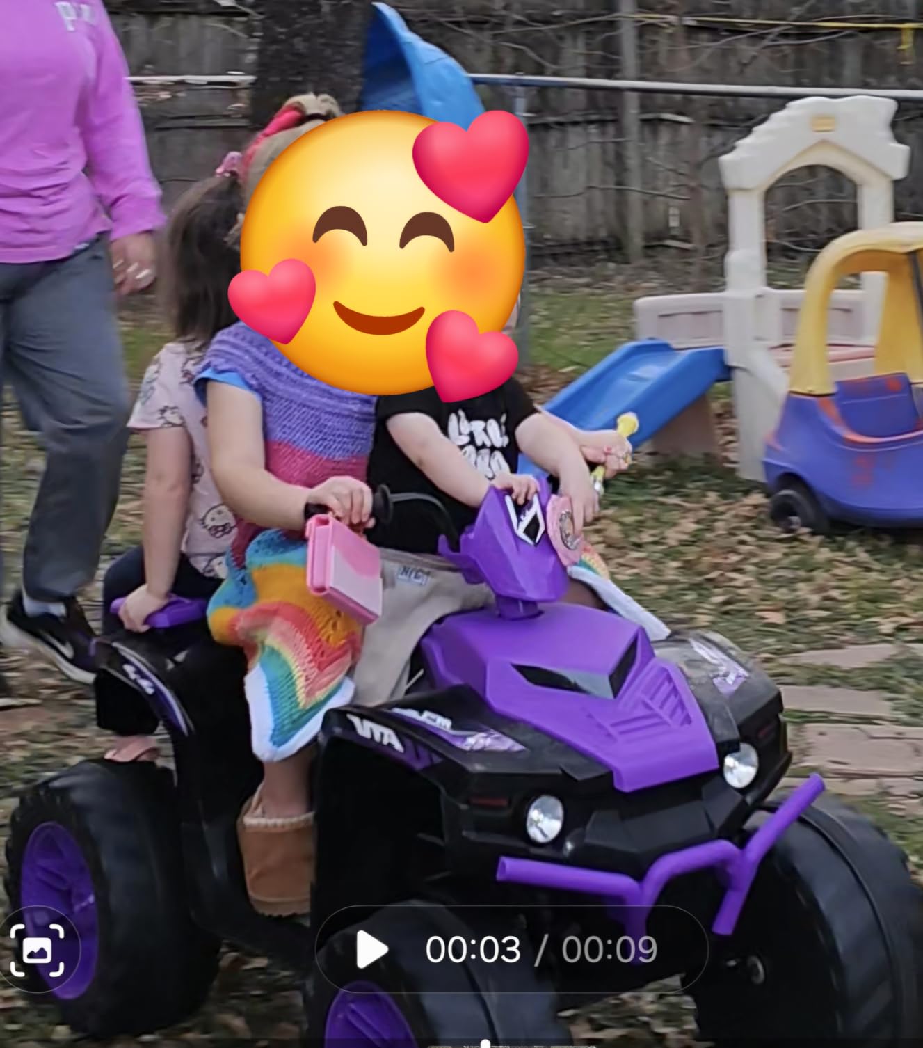 Costzon Kids ATV, 12V Battery Powered Electric Vehicle w/LED Lights, High & Low Speed, Horn, Music, USB, Treaded Tires, Ride on Car 4 Wheeler Quad for Boys & Girls Gift, Ride on ATV (Purple) customer photo 1