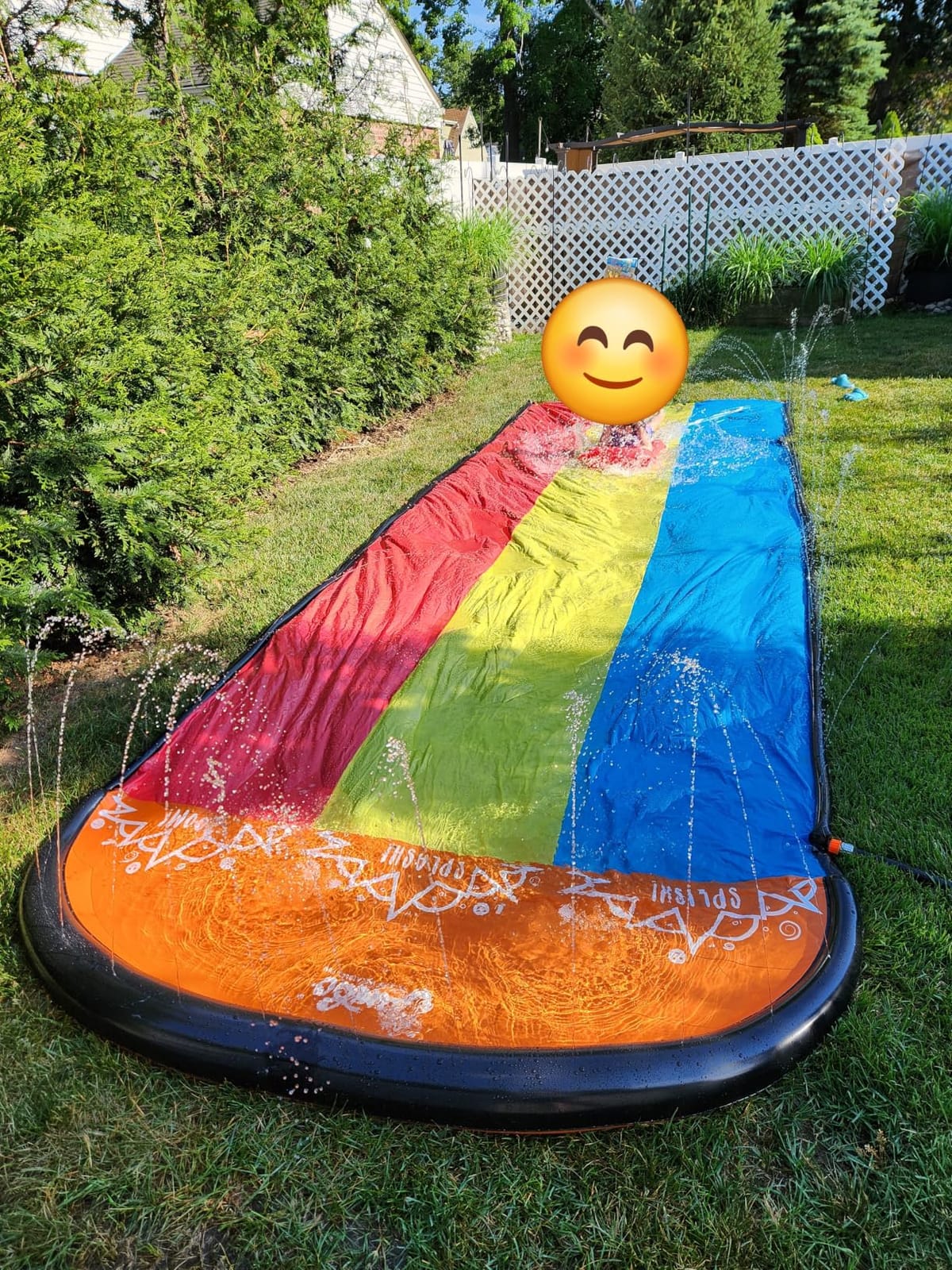 JAMBO Premium Triple Water Slide with 3 Bodyboards, 20Ft Heavy Duty Slip Splash and Slides-Advanced 3-Way Sprinkler System, Splash Pad Mat Backyard Summer Outdoor Water Toys n Long Slides for Kids customer photo 2