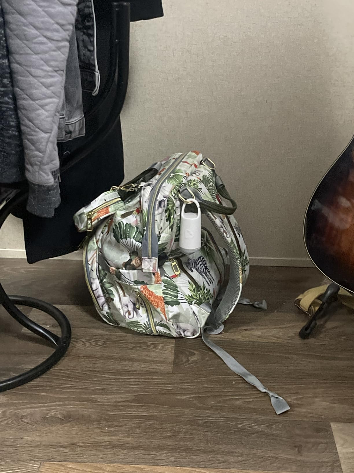 Diaper Bag Backpack for Dad and Mom with USB Charging Port Stroller Straps and Insulated Pocket,army military Travel Nappy Backpack for Daddy/Mommy (Grey Pink Flower Pattern) customer photo 1
