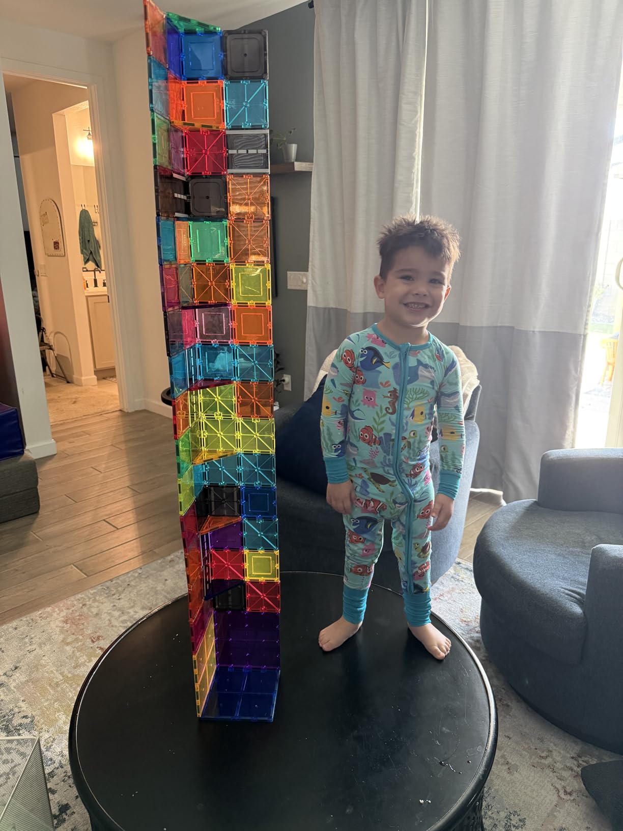 Anbalulu Magnetic Tiles 100PCS with 2 Cars, Set for Kids Ages 3-9 customer photo 1