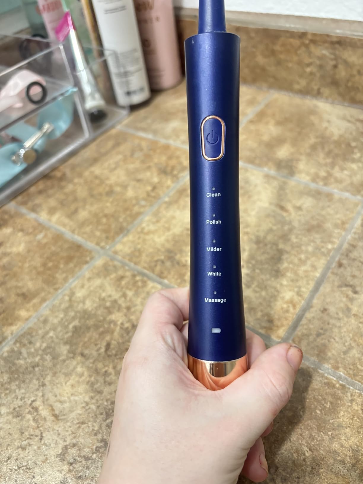AJELU IPX7 Waterproof Sonic Electric Toothbrush for Adults, 2-Hour Fast Charging, Smart Timer, 5 Brushing Modes, 8 Brush Heads, 30-Day Battery Life, Blue customer photo 2