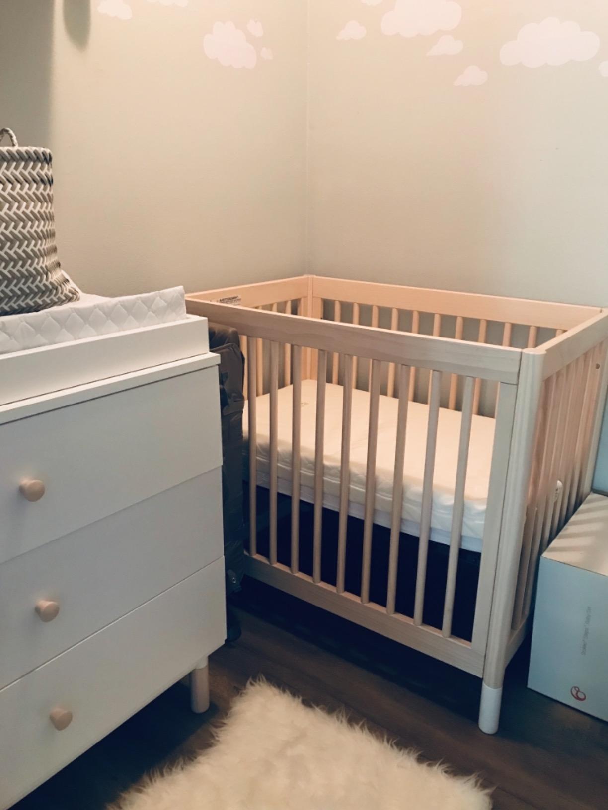 Babyletto Gelato 4-in-1 Mini Crib, Natural Walnut and Brushed Gold Feet customer photo 2