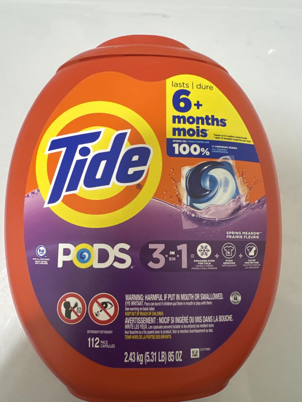 Tide PODS laundry detergent pacs, 3-in-1 Stain Remover, Odor Fighter, Color Protector, 76 Count, HE compatible, Spring Meadow Scent customer photo 1