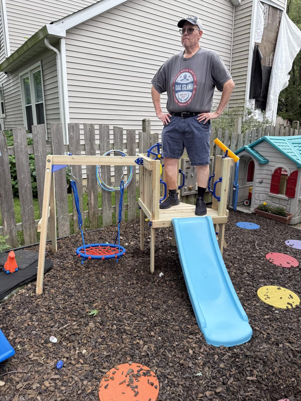 Outsunny Swing Set for Backyard Wooden Toddler Playset Ages 1.5-4 Natural customer photo 2