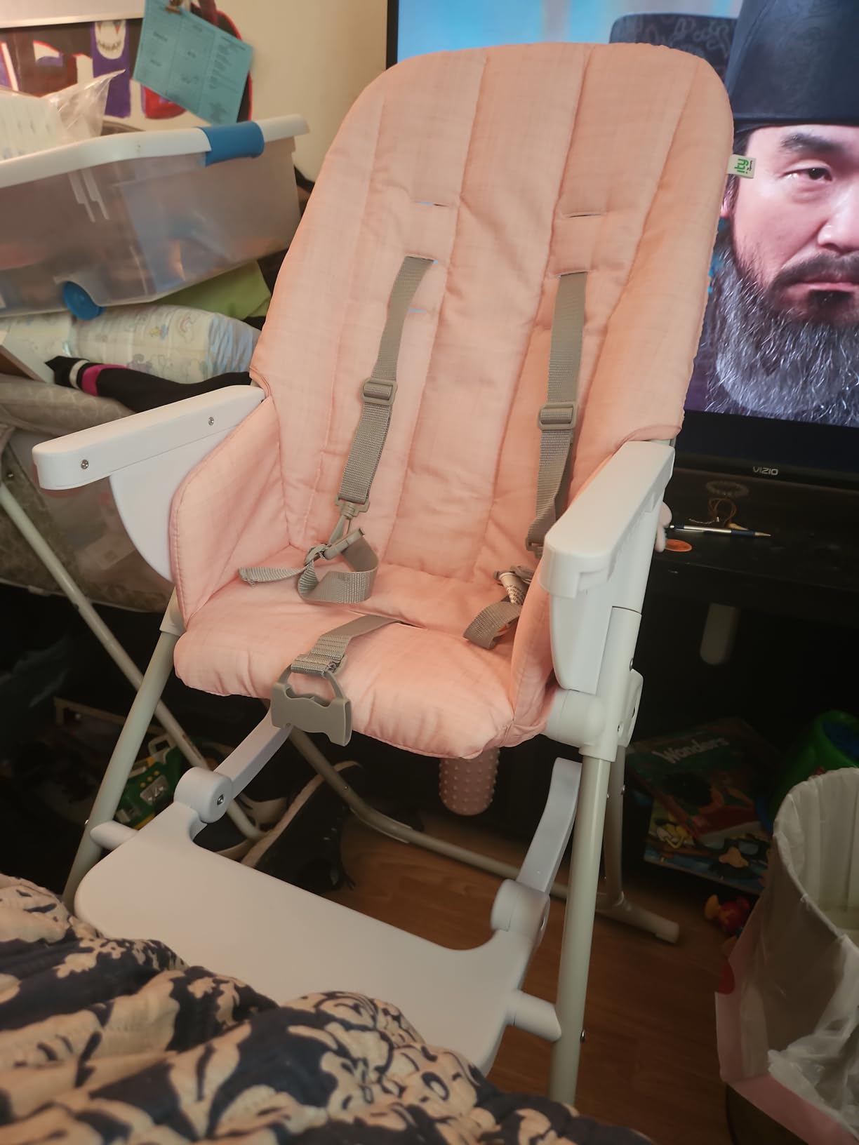Ingenuity: ity by Ingenuity Sun Valley Compact Folding High Chair, Food-Grade Safe Plate, Safety Harness, for Ages 6 Months and Up, Unisex - Grey customer photo 1