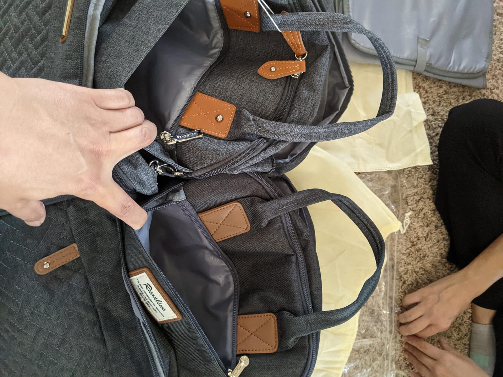 BabbleRoo Extra Large Diaper Bag Backpack, Expandable Baby Bag with Up to 50% More Capacity - Travel Essentials Baby Bag Tote with Changing Pad, Stroller Straps & Pacifier Case - Unisex, Dark Gray customer photo 2