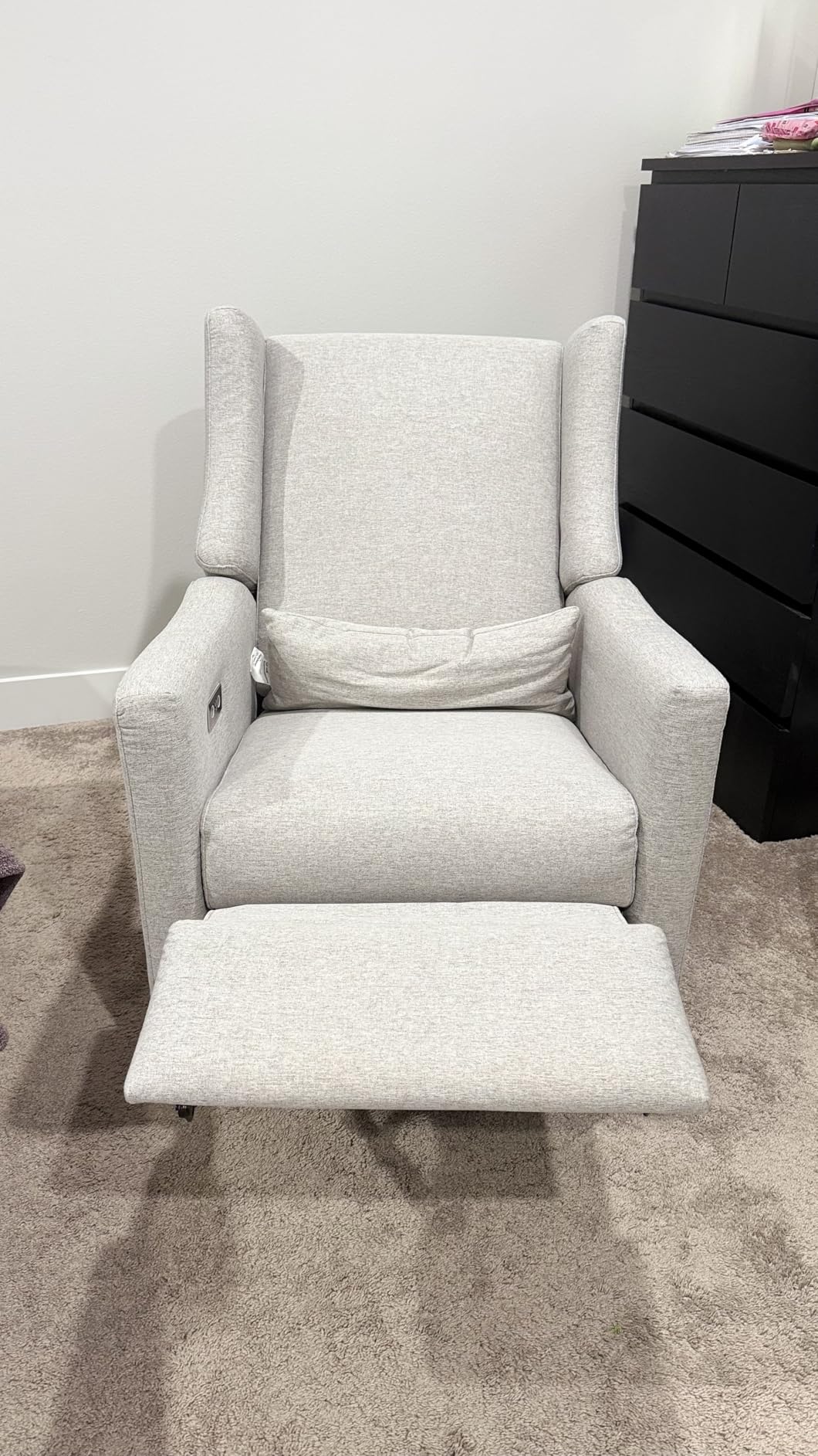 babyletto Kiwi Electric Recliner Glider - Almond Teddy Loop customer photo 2
