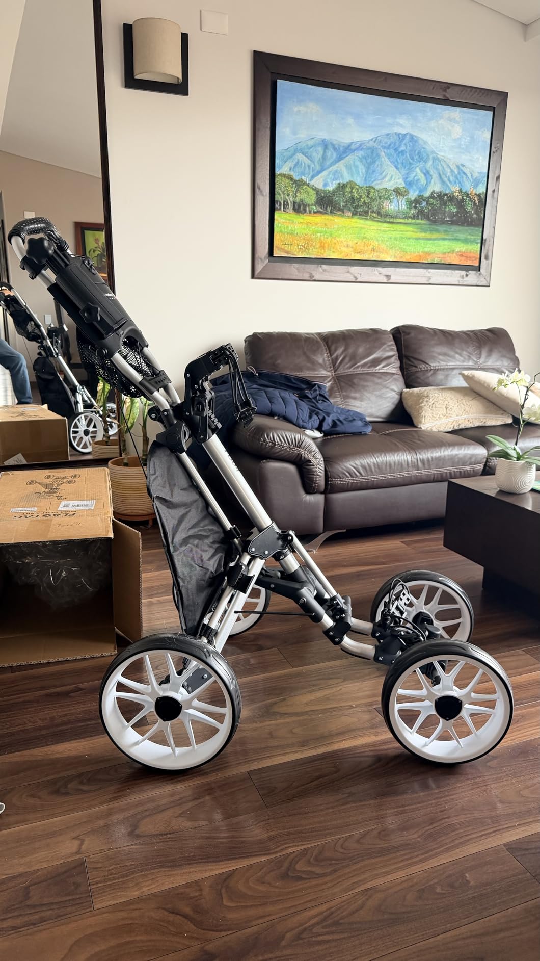 FLAGTAG Golf Push Cart 4-Wheels,Folding Golf Cart, Golf Pull cart with Cup Holder,Umbrella Holder,Cooler Bag, Foldable with one-Click,Handle Height Adjustable,Drink Holder,Walking Push cart customer photo 1