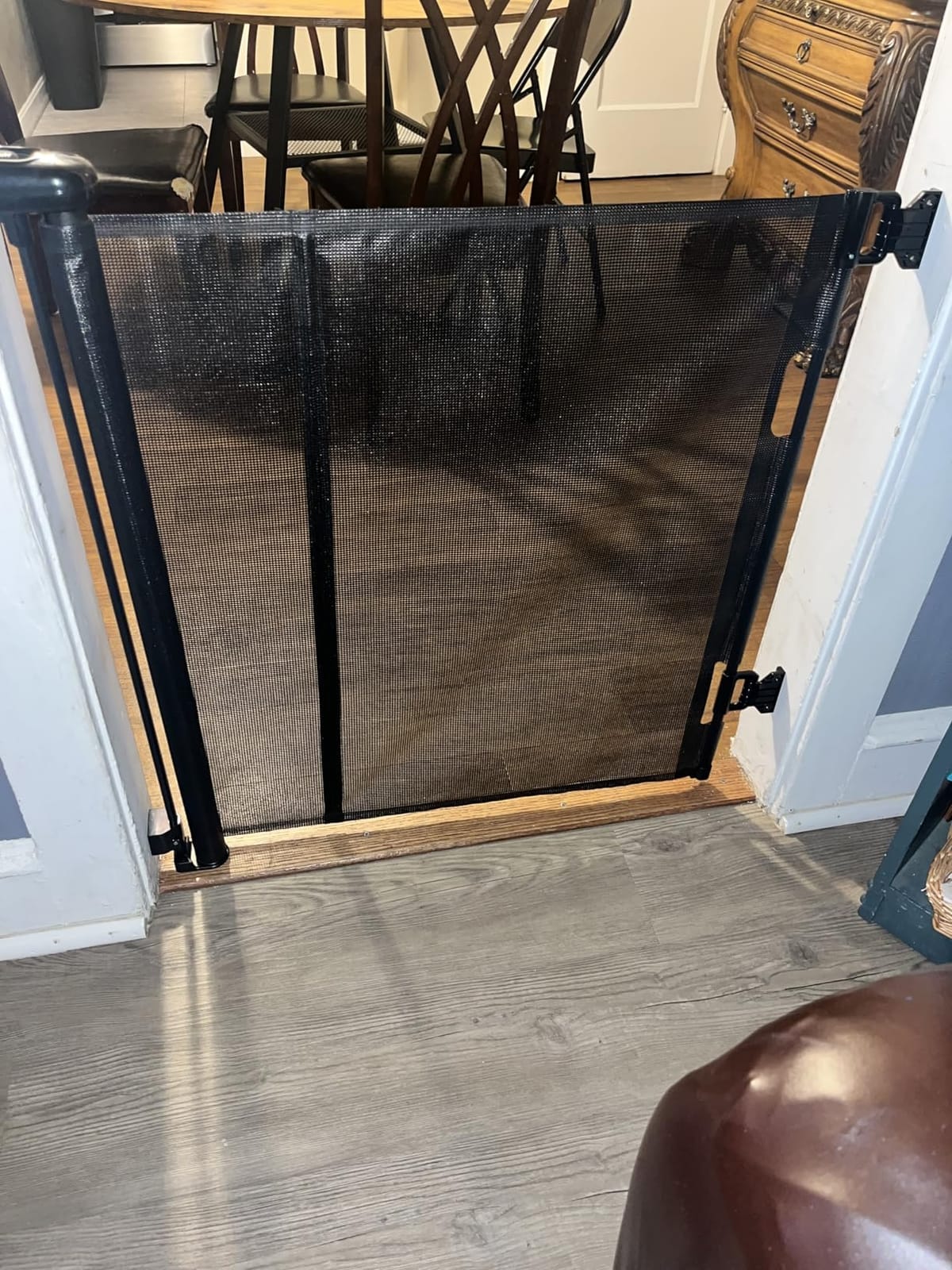 Reinforced Bottom 100 Inch Retractable Baby Gates Extra Wide Baby Gate for Large Openings, 8 ft Super Long Child Gates for Large Openings, Mesh Retractable Dog Gate for Doorways Extra Wide, Black customer photo 2