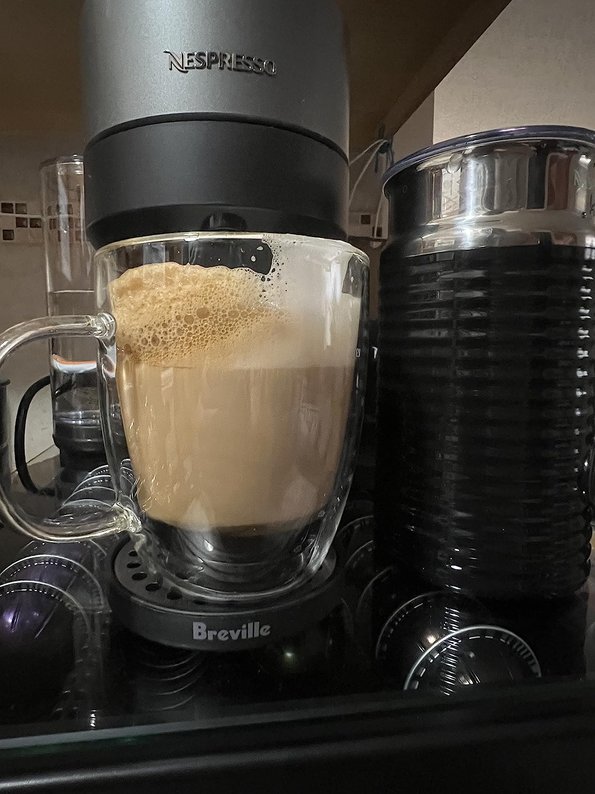 Nespresso Vertuo Pop+ Deluxe Coffee Machine with Frother, Matte Black Gold customer photo 1