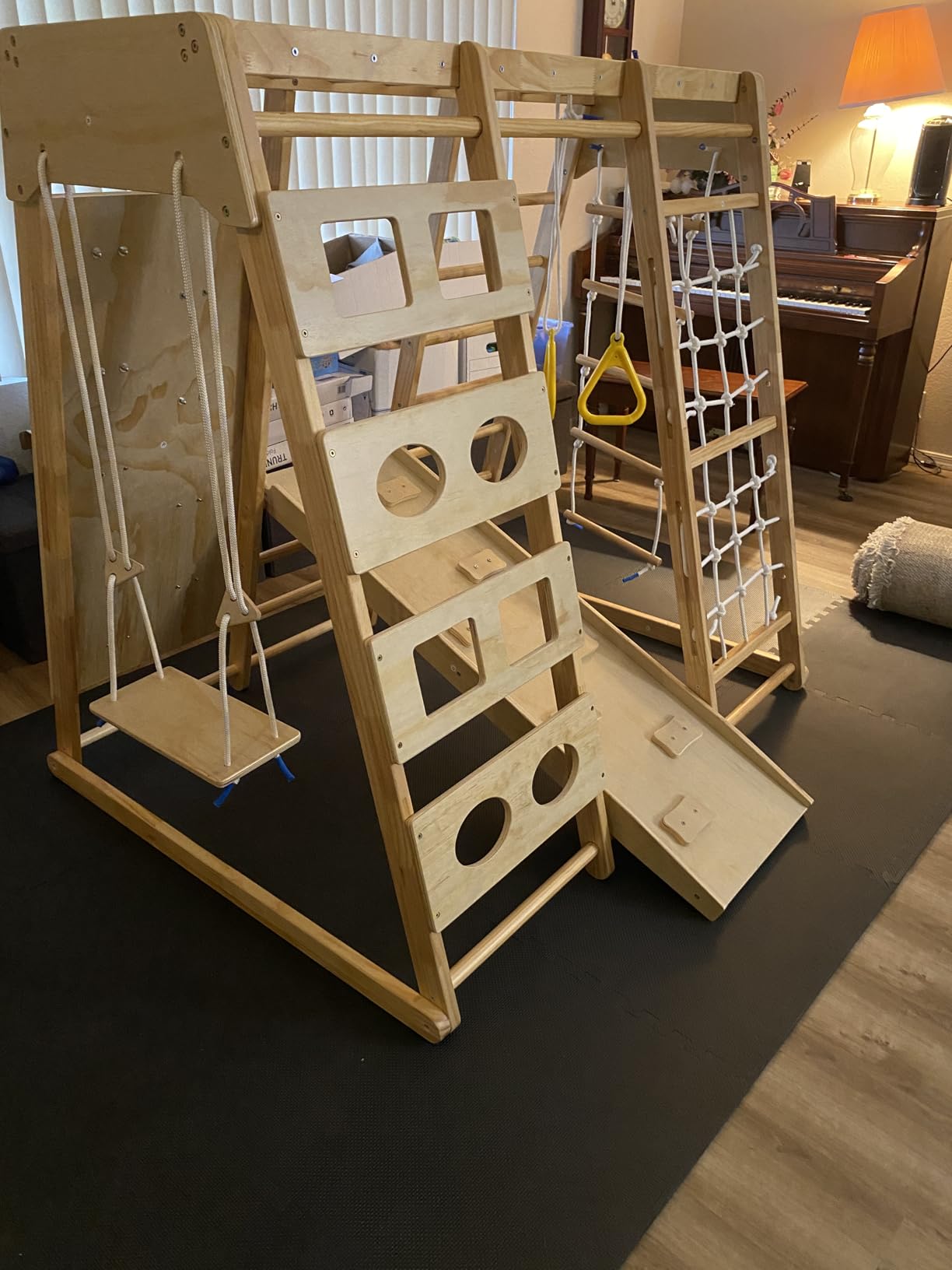 9-in-1 Toddler Indoor Jungle Gym & Playground Set, Wooden Climbing Toy with Slide, Swing, Climbing Net, Rings – Montessori-Inspired Kids Playset for Indoor Fun & Development, Ages 3-8 customer photo 1