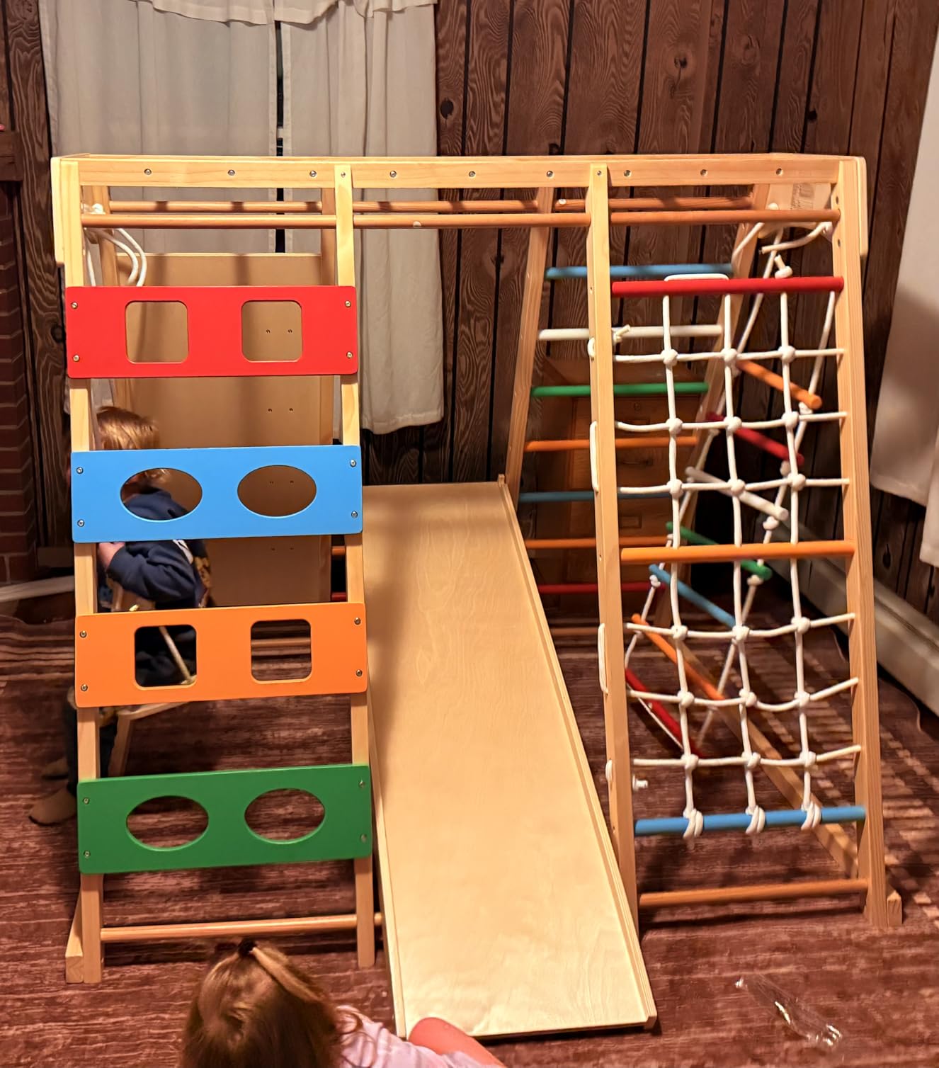 9-in-1 Toddler Indoor Jungle Gym & Playground Set, Wooden Climbing Toy with Slide, Swing, Climbing Net, Rings – Montessori-Inspired Kids Playset for Indoor Fun & Development, Ages 3-8 customer photo 2