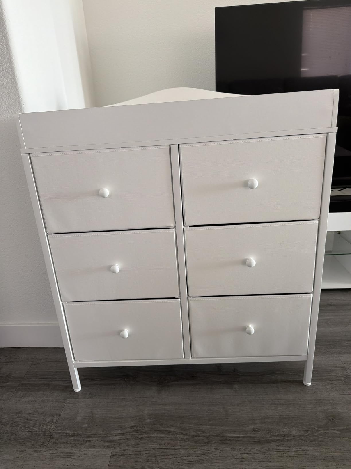 BOLUO White Changing Table Dresser with 6 Drawers Baby Dresser with Changing Table Top Diaper Changing Station with Storage for Nursery Modern customer photo 1