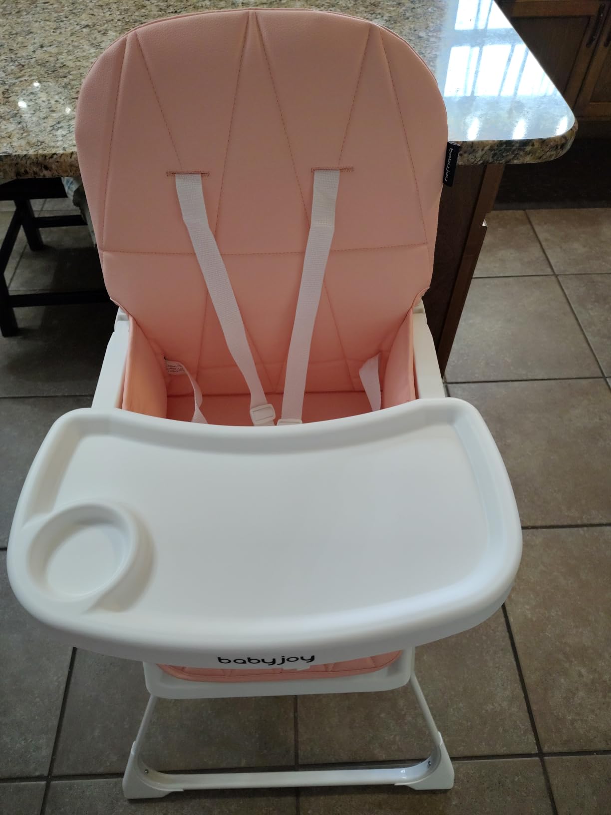 BABY JOY Foldable High Chair, Portable Highchairs for Babies and Toddlers with 3-Position Adjustable Tray & Footrest, Removable Seat Cushion, 5-Point Safety Harness, Space Saving Design (Green) customer photo 2